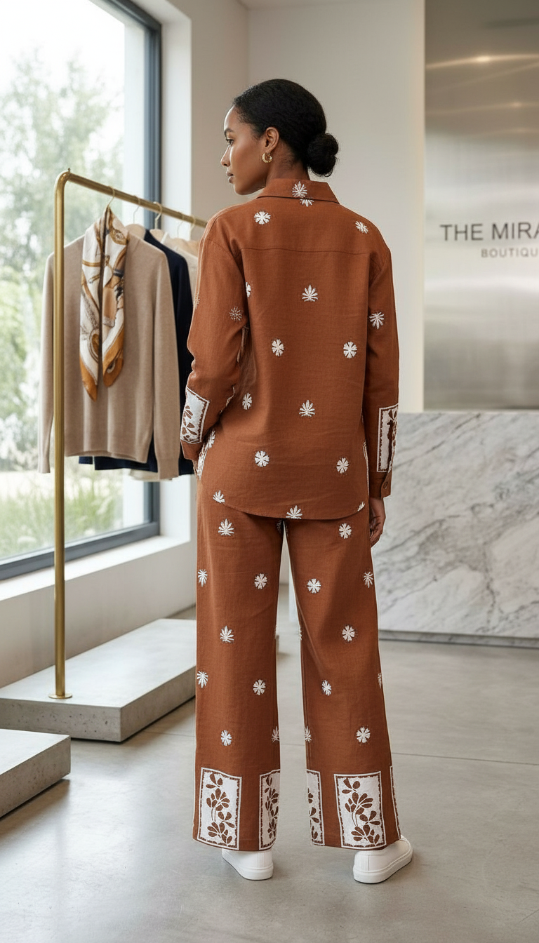 Brown Floral Print Set view 3