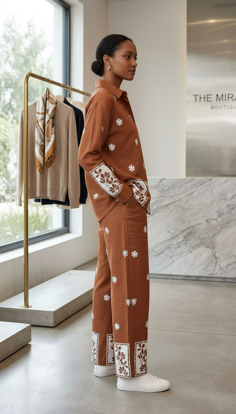 Brown Floral Print Set view 2