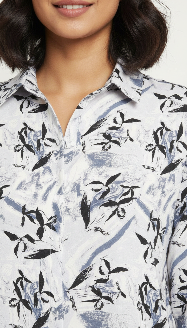 Floral Print Sathin Shirt view 2