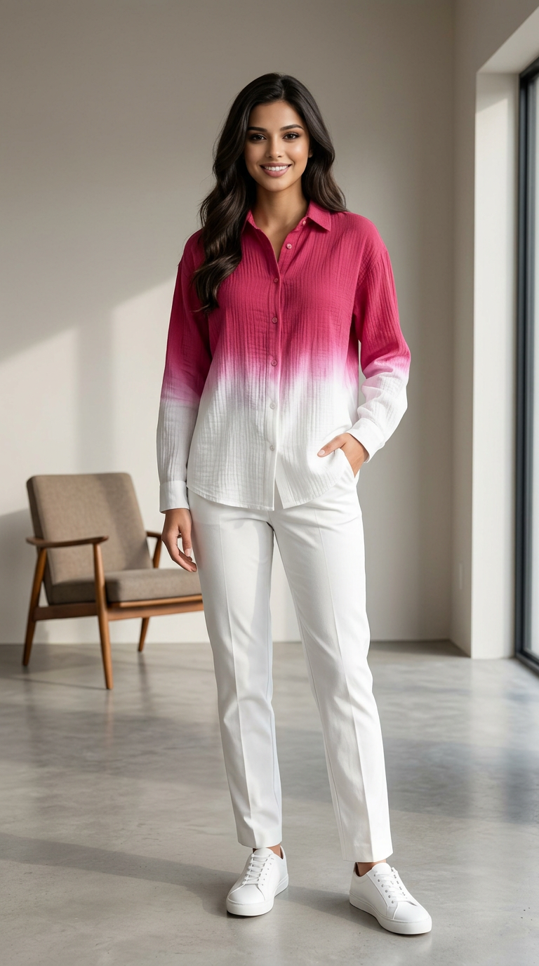 Ombre Cotton Shirt view 5