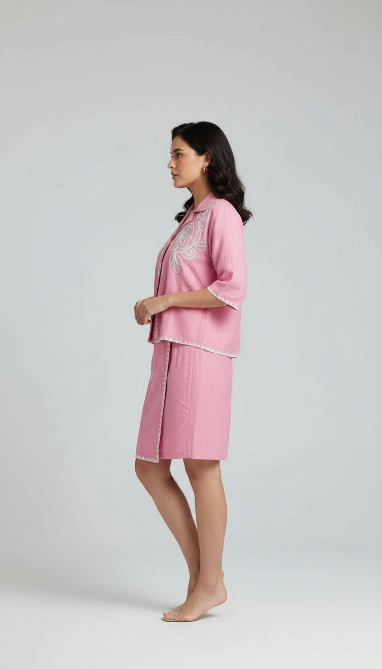 Pink Embroidered Co-Ord Set view 3