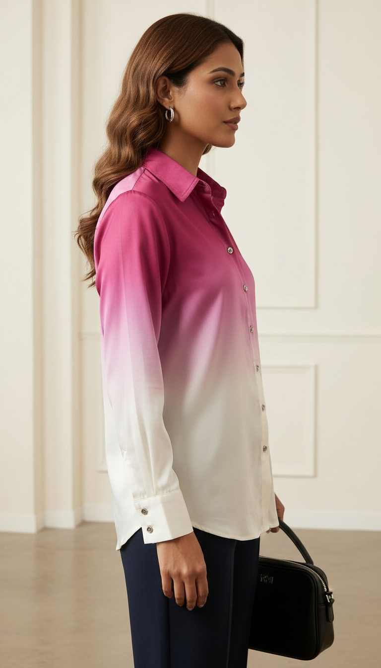 Ombre Satin Shirt view 3