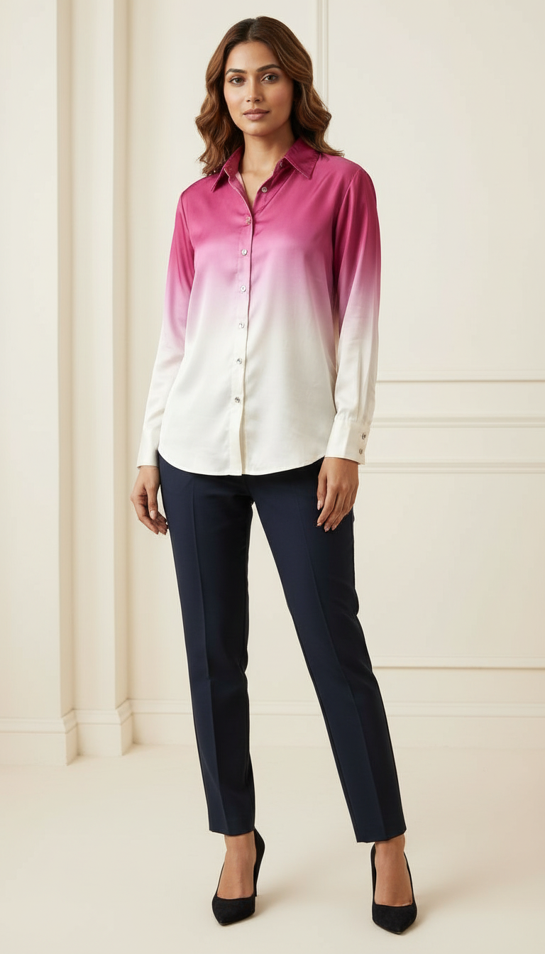 Ombre Satin Shirt view 4