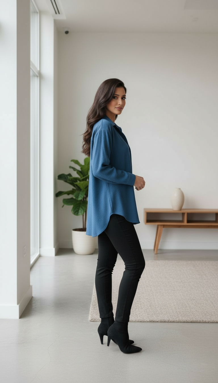 Blue Long Formal Shirt view 4