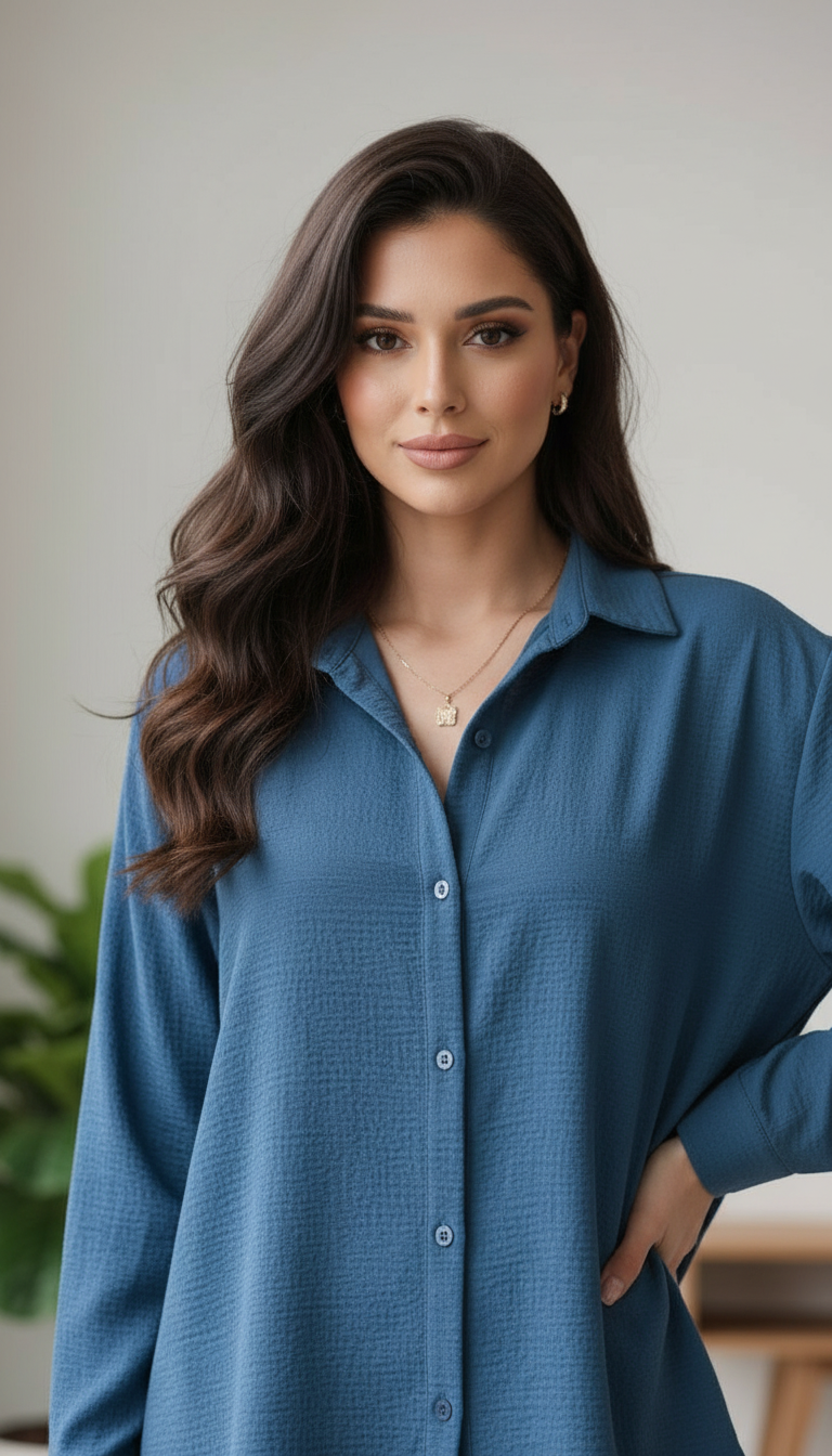 Blue Long Formal Shirt view 2