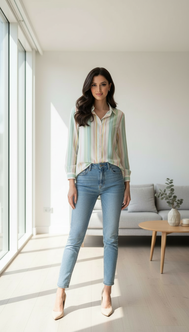 Striped Cotton Shirt Multi Colour view 2