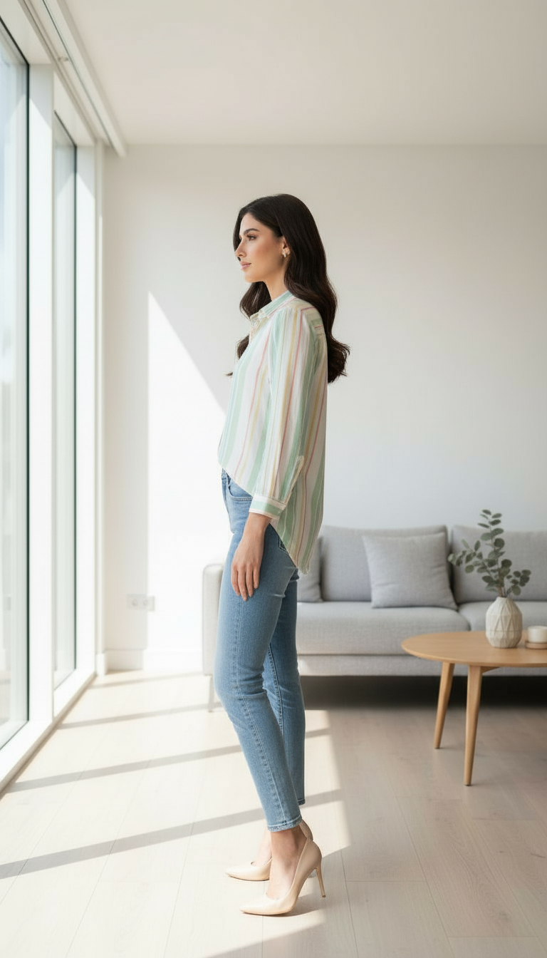 Striped Cotton Shirt Multi Colour view 4