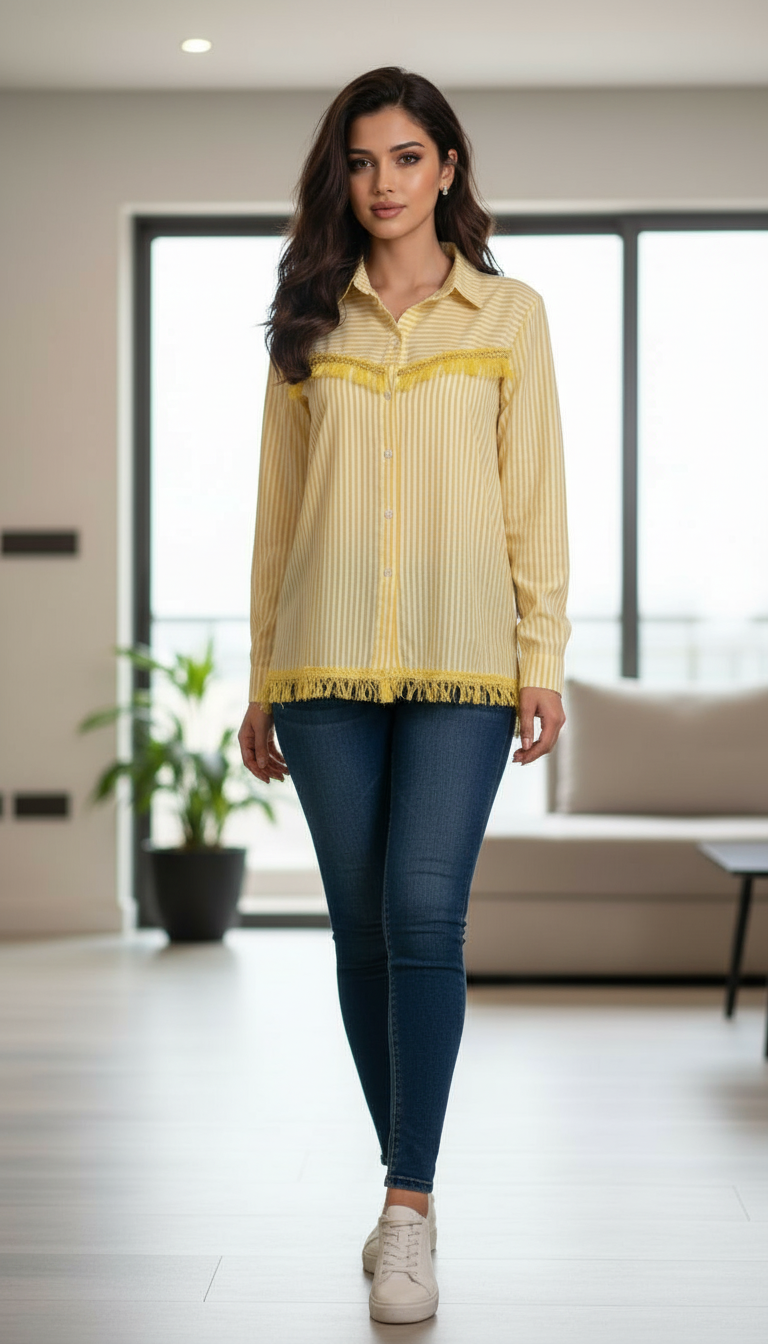 Yellow Striped Shirt Cotton view 2