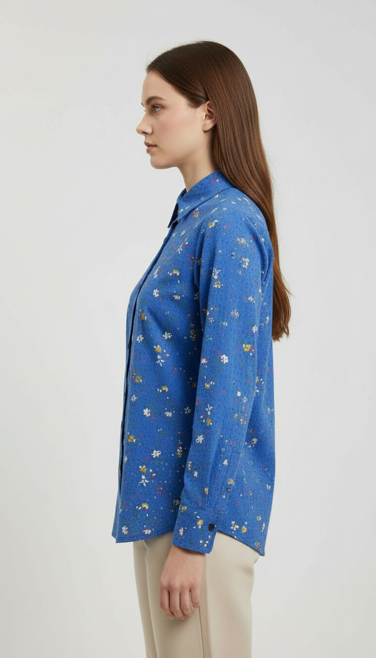 Schiffli Cotton Button-Up Shirt view 2