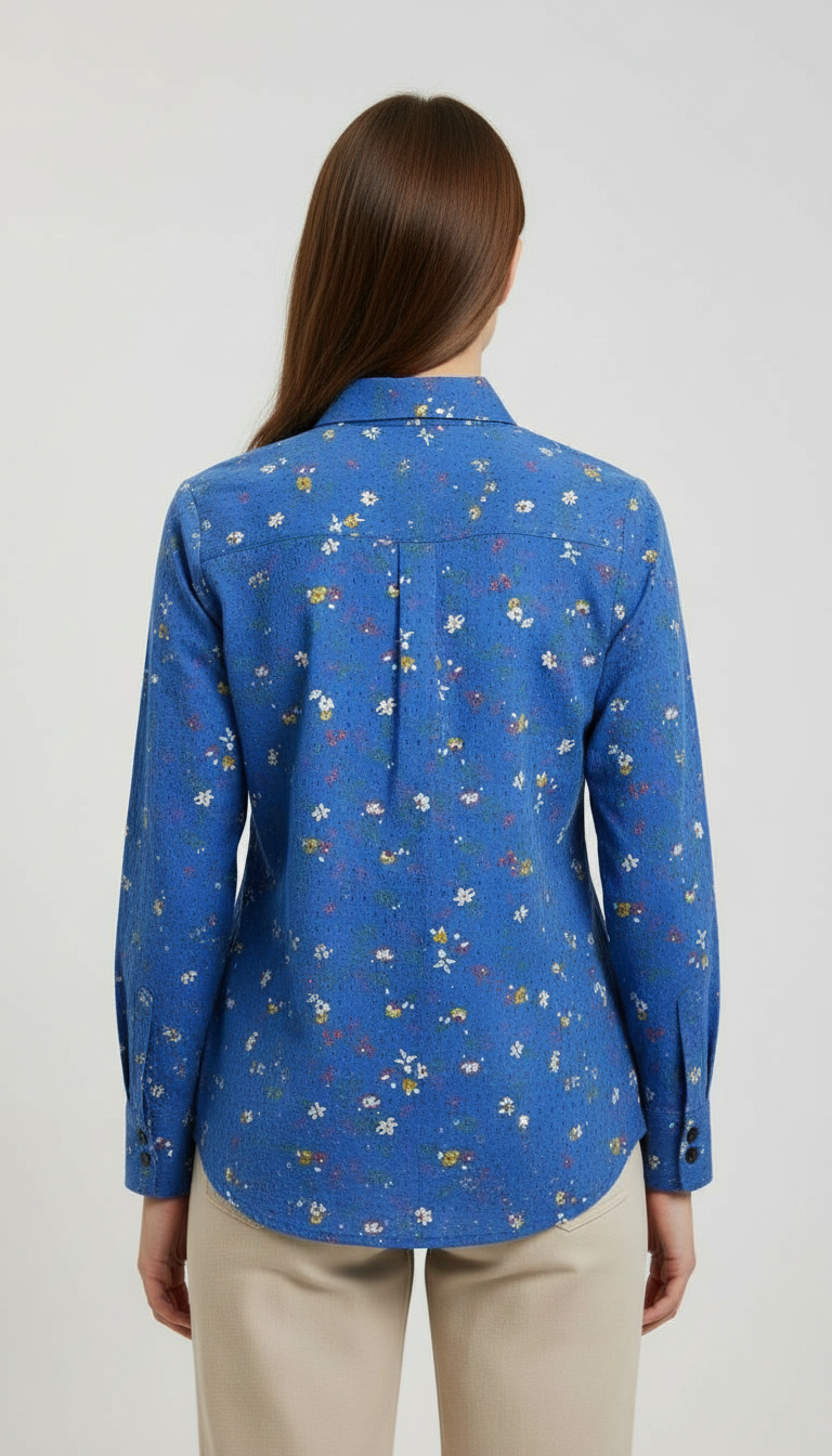 Schiffli Cotton Button-Up Shirt view 4