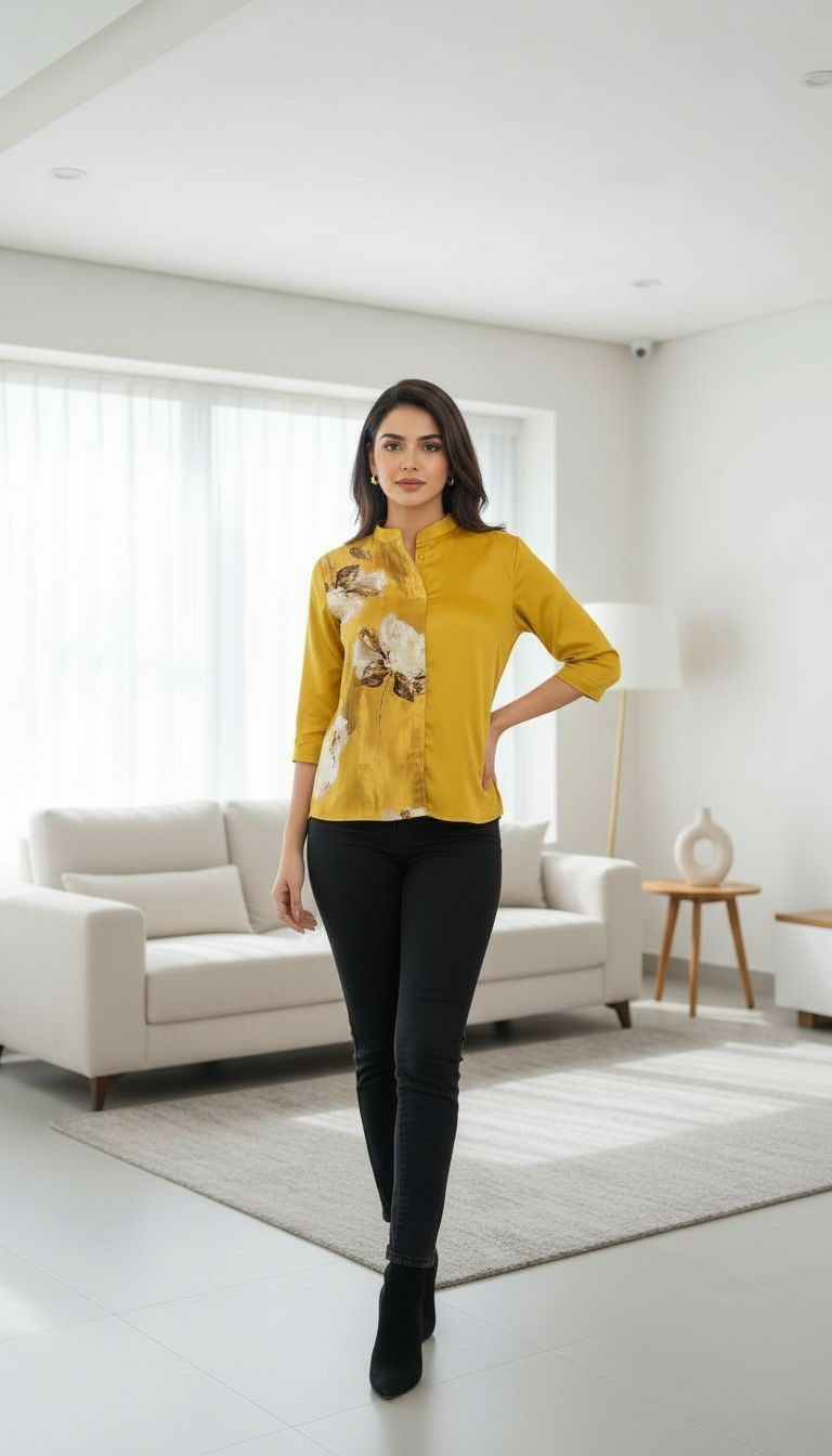 Floral Yellow Top view 3