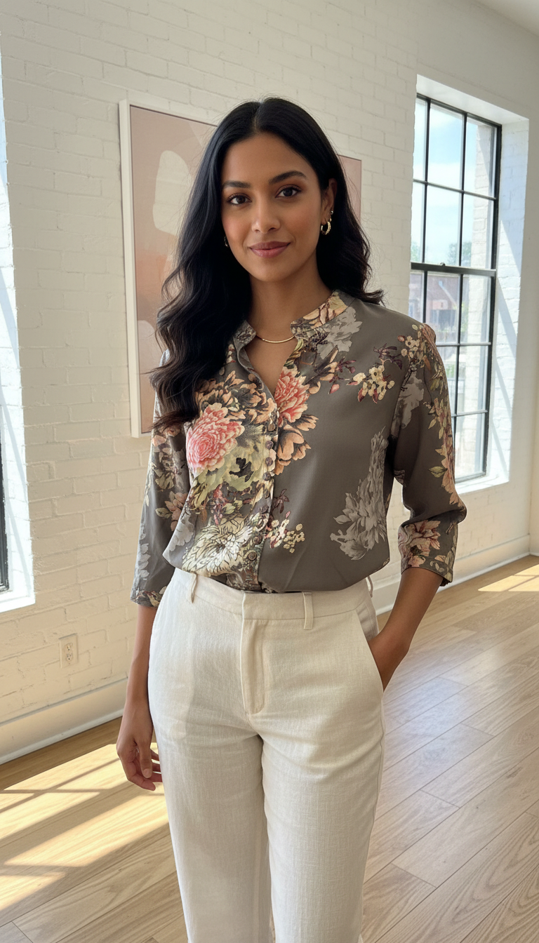 Elegant Floral Grey Top view 5