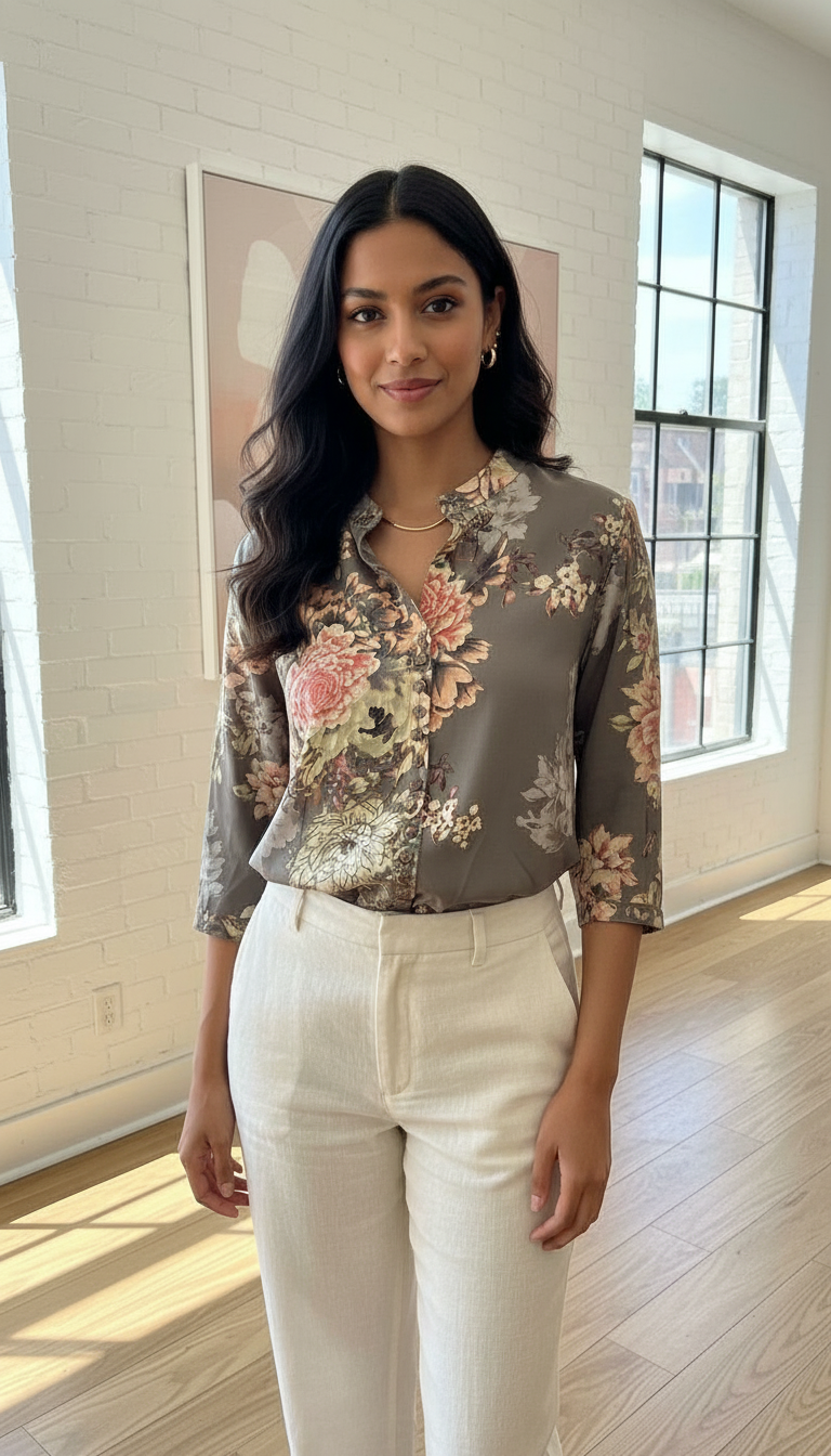 Elegant Floral Grey Top view 2