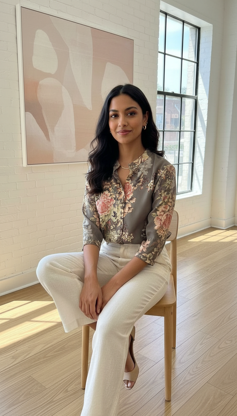 Elegant Floral Grey Top view 4