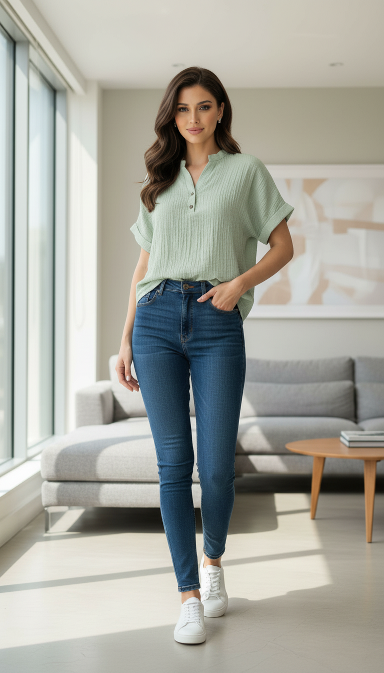 Green Casual Top view 3