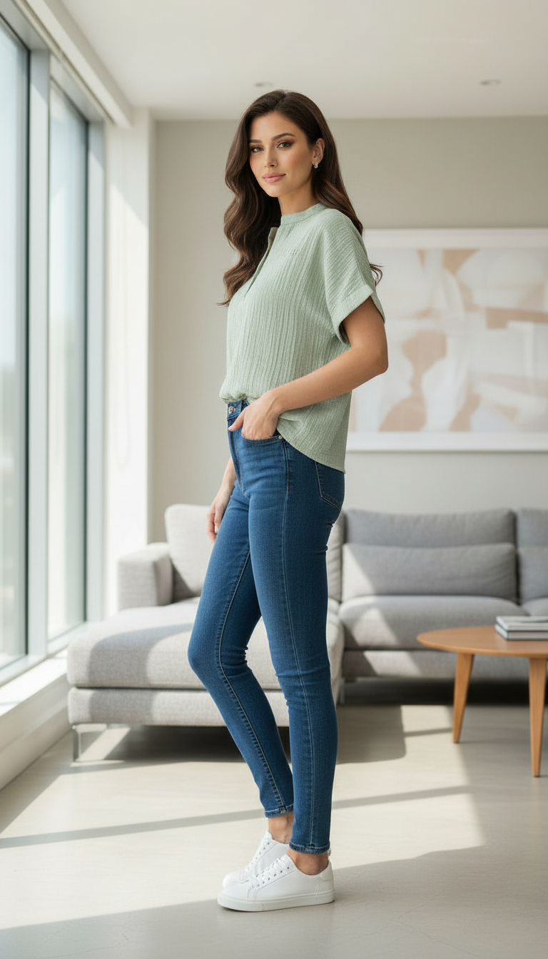 Green Casual Top view 4