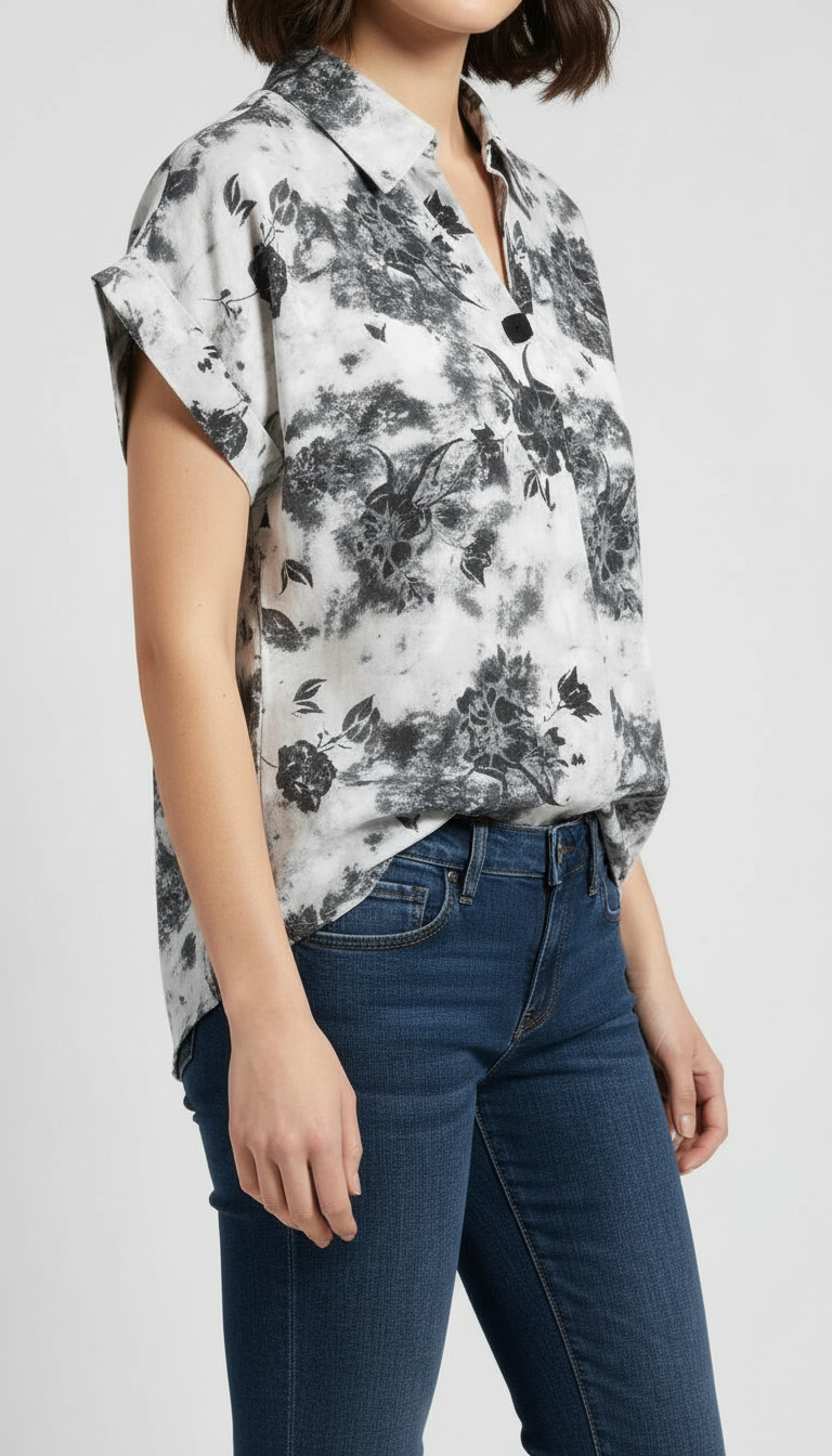 Half Sleeve Printed Top view 2