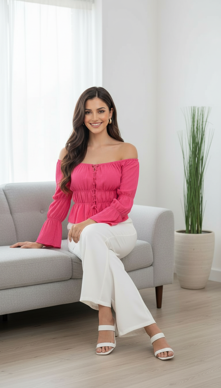 Pink Off-Shoulder Top view 5