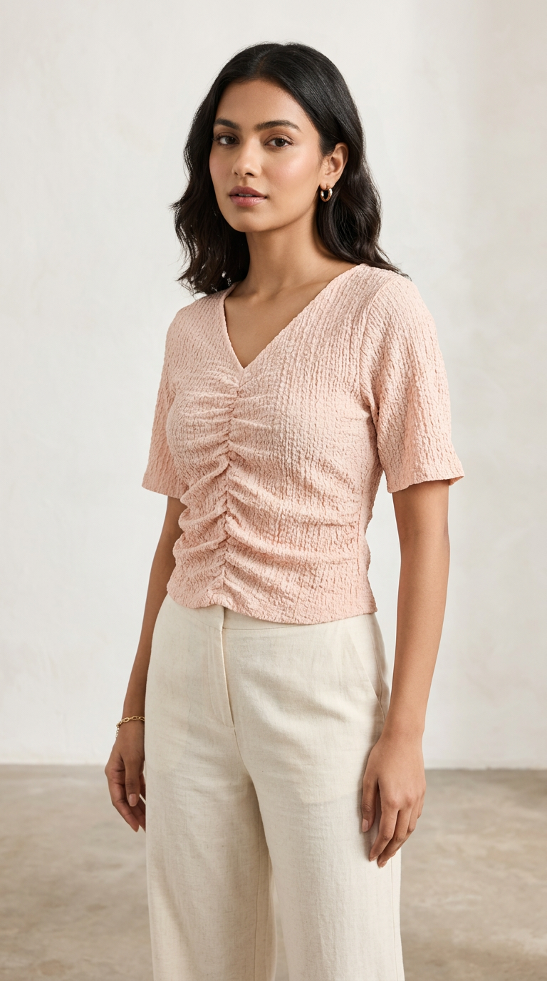 Ruched Blush Top view 6