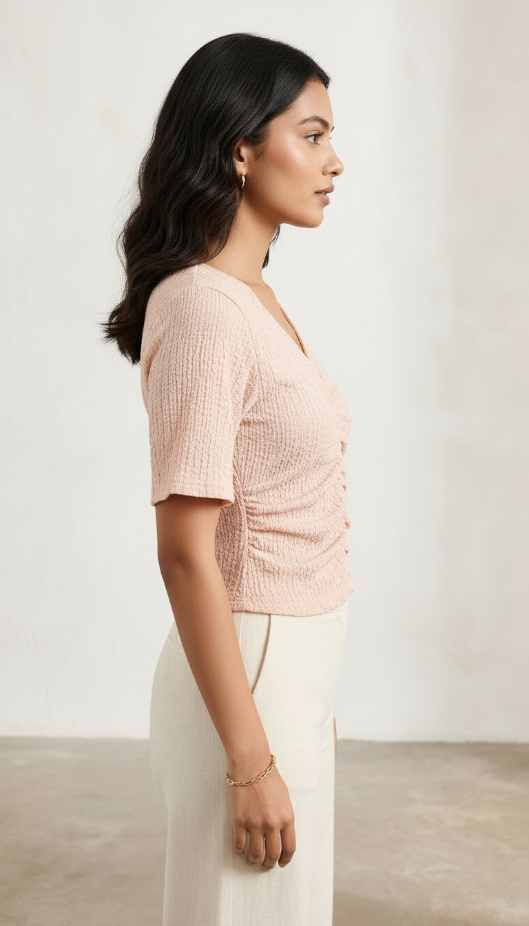 Ruched Blush Top view 3