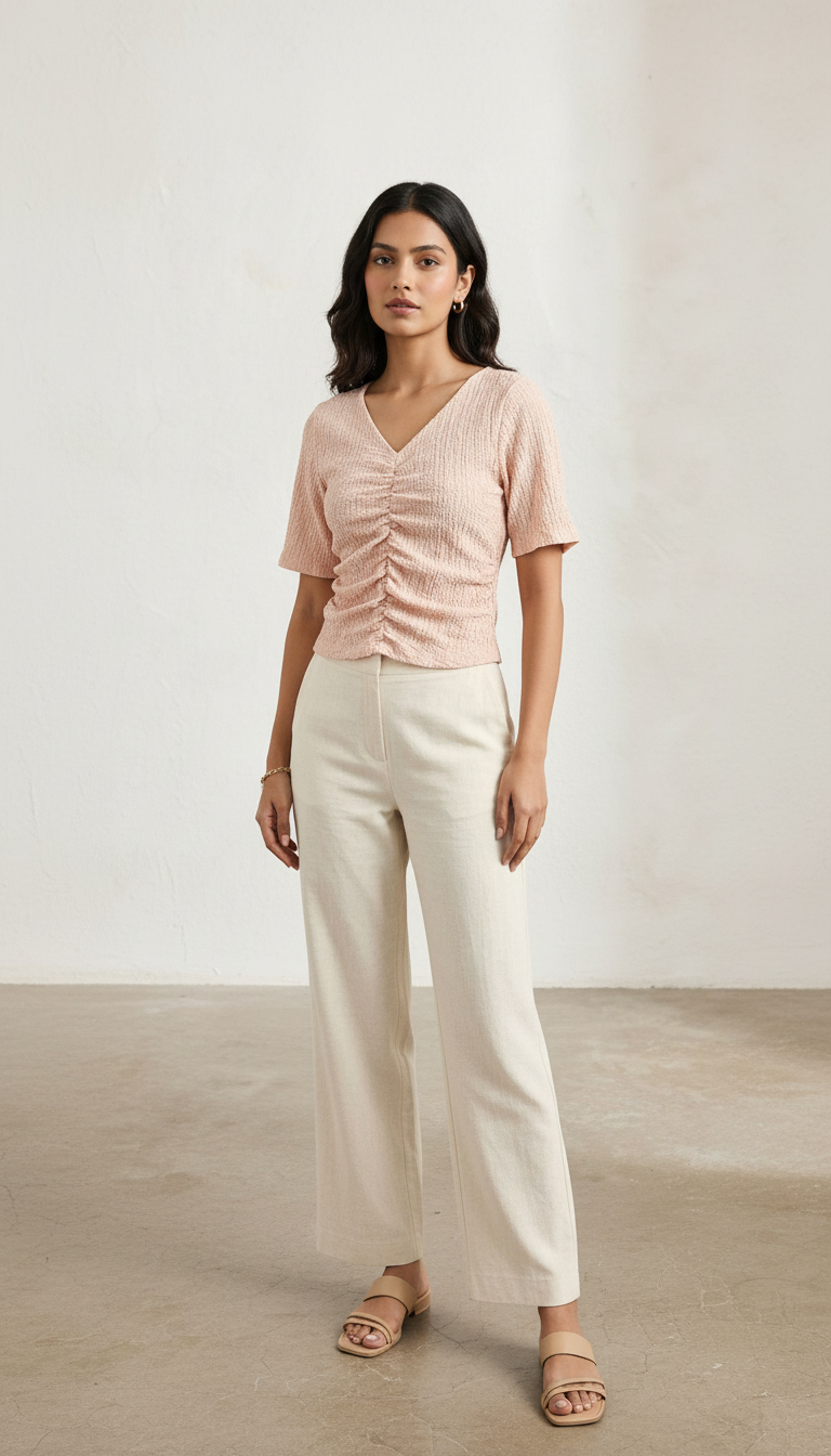 Ruched Blush Top view 4