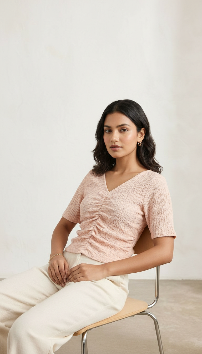 Ruched Blush Top view 5