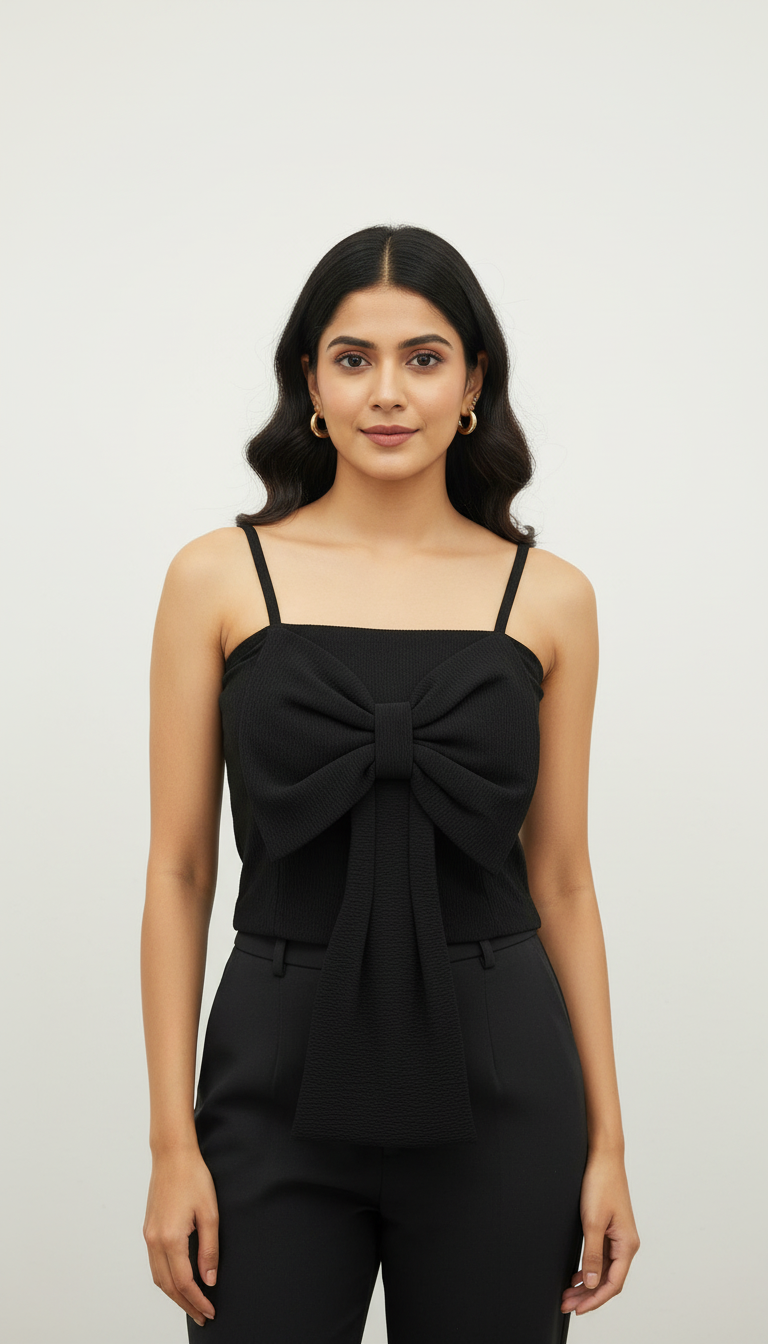 Black Short Bow Top view 4