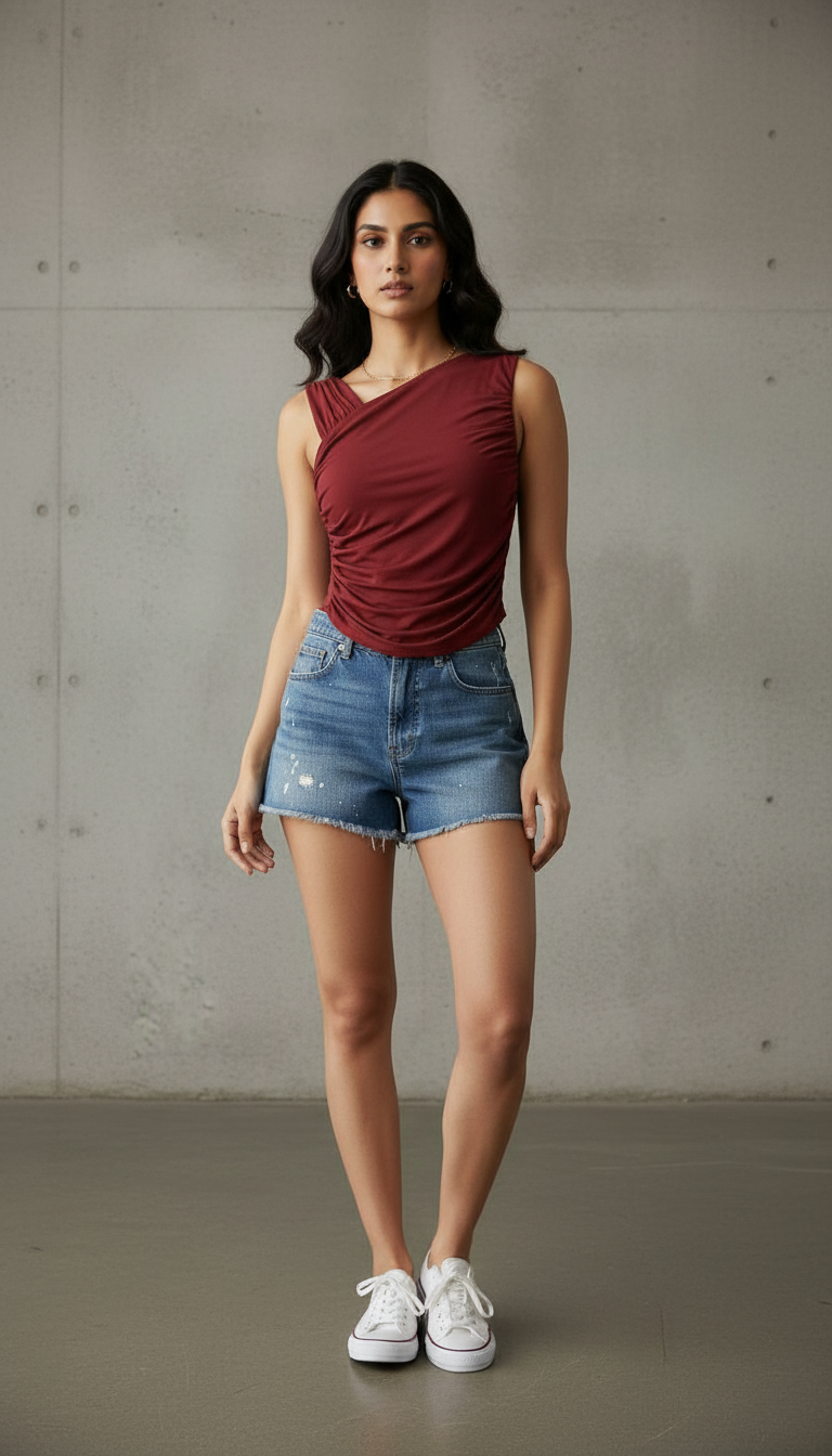 Ruched Sleeveless Top view 3