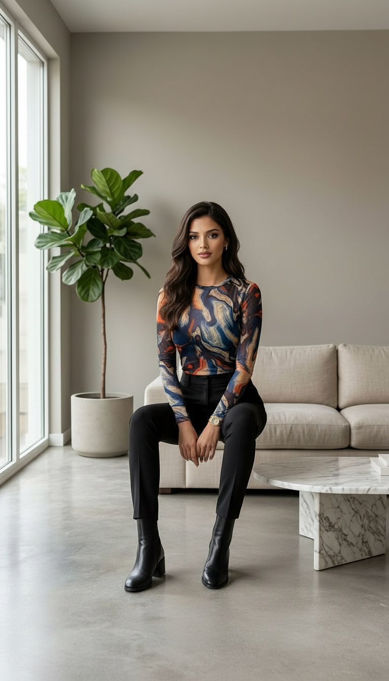 Swirl Print Top view 4