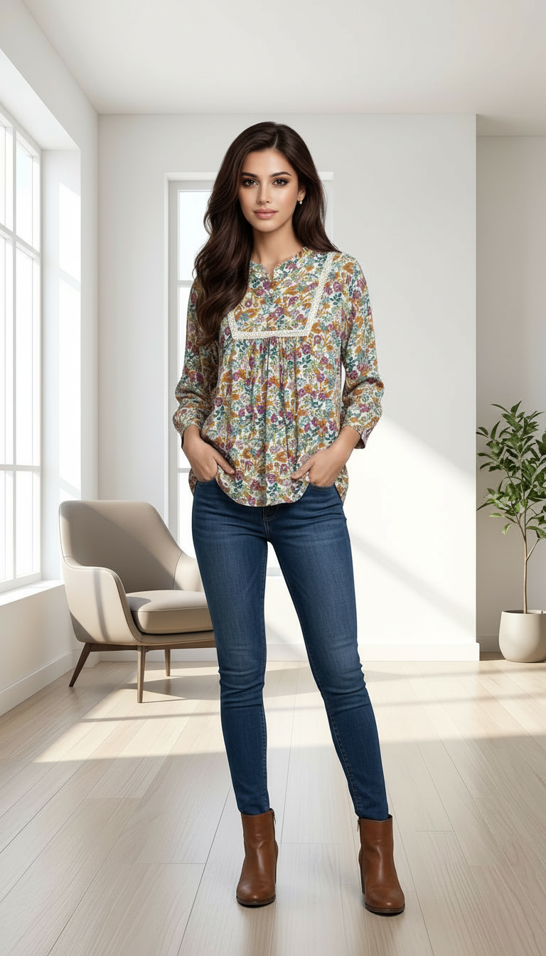 Floral Printed Colorful Top view 3