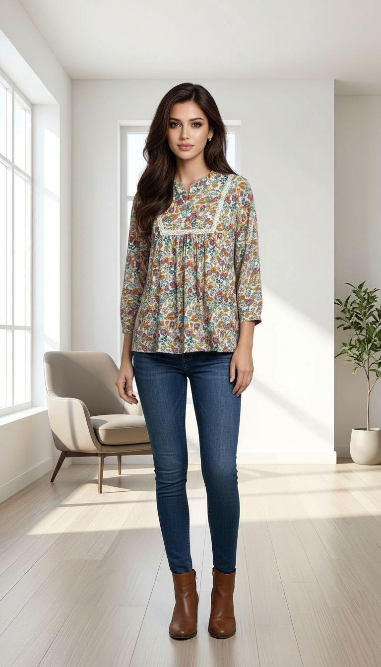 Floral Printed Colorful Top view 2