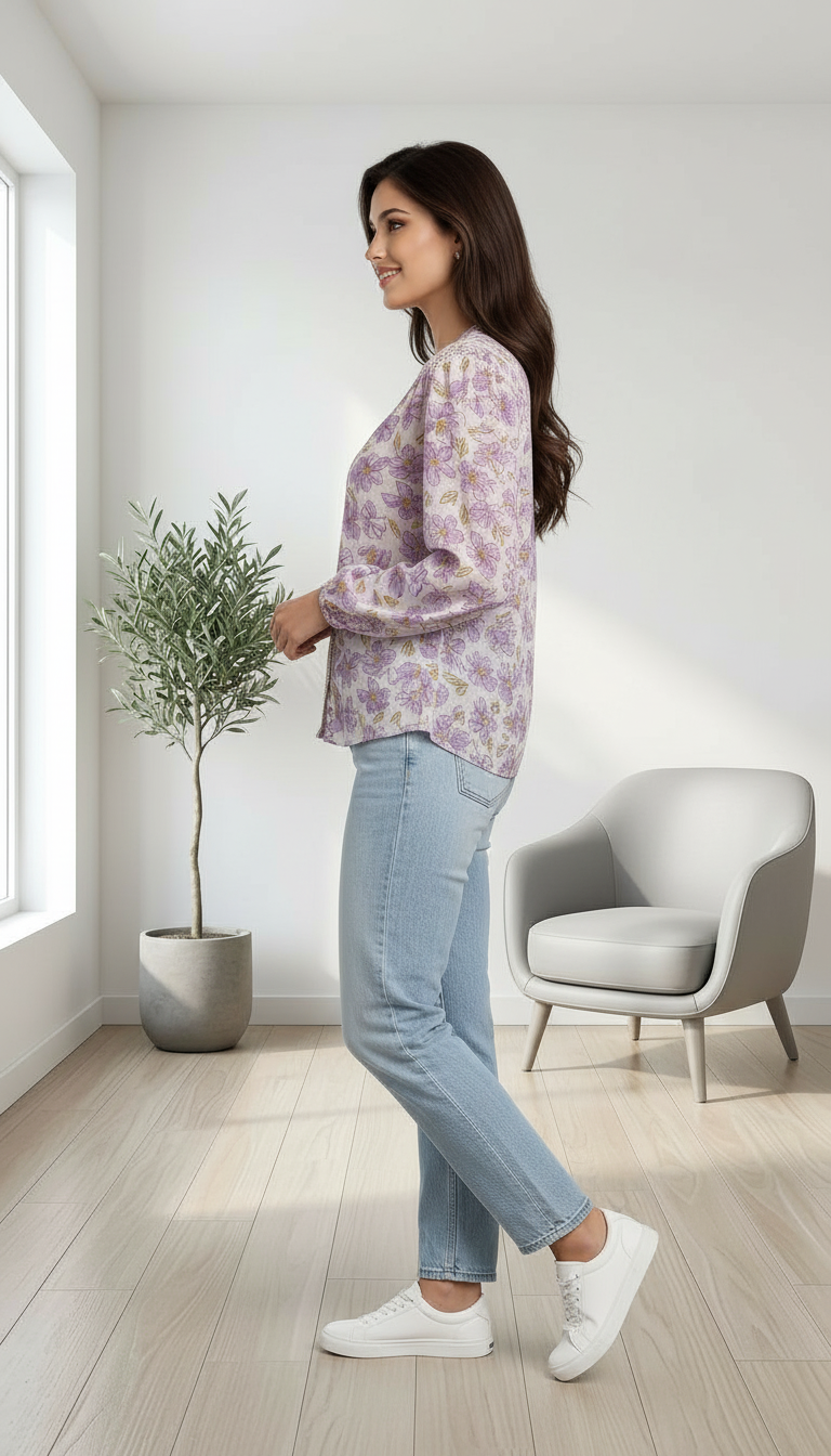 Floral Print Top Purple view 5