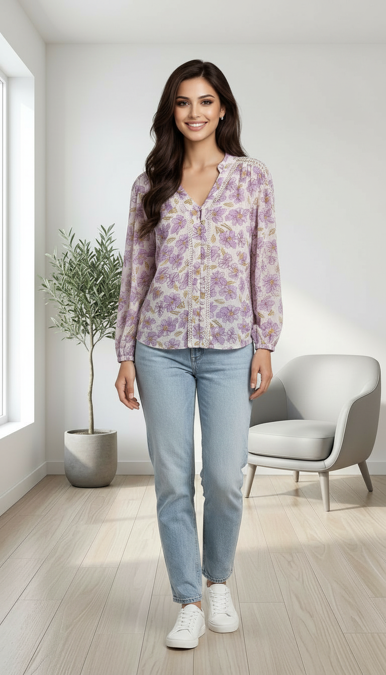 Floral Print Top Purple view 2