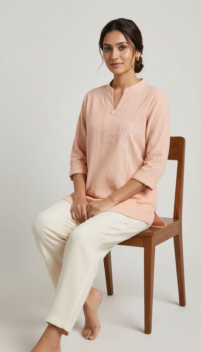 Pastel Embroidered Top view 3