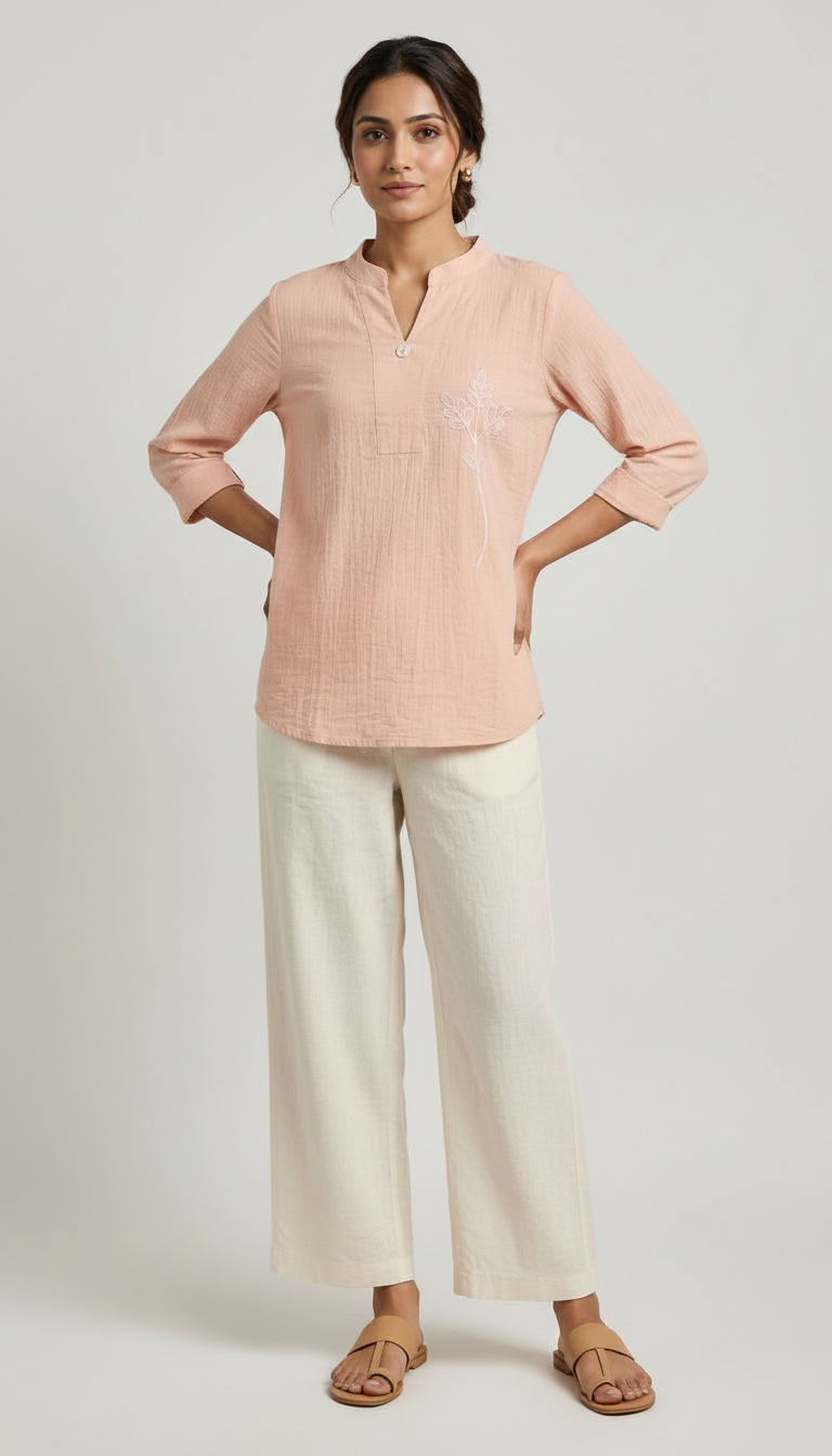 Pastel Embroidered Top view 4