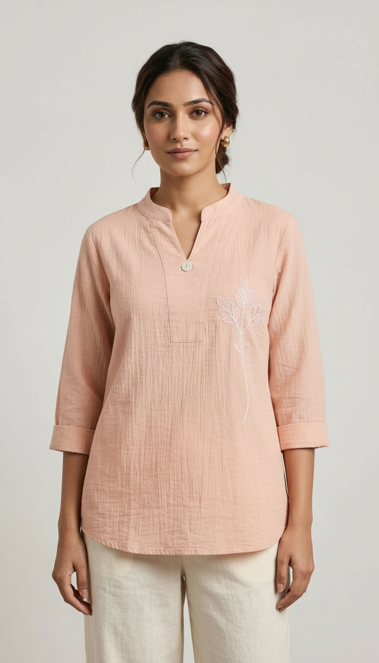 Pastel Embroidered Top view 2