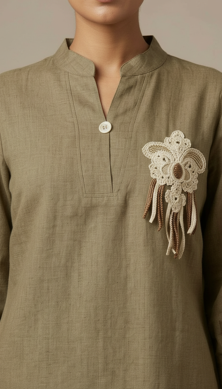 Embroidered Cuff Top view 2