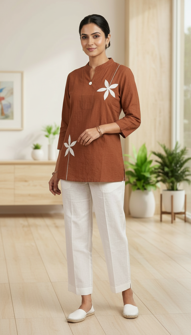 Floral Embroidered Top view 4