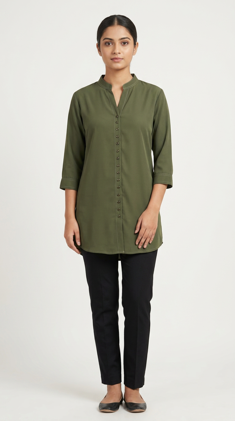 Button-Down Green Top view 6