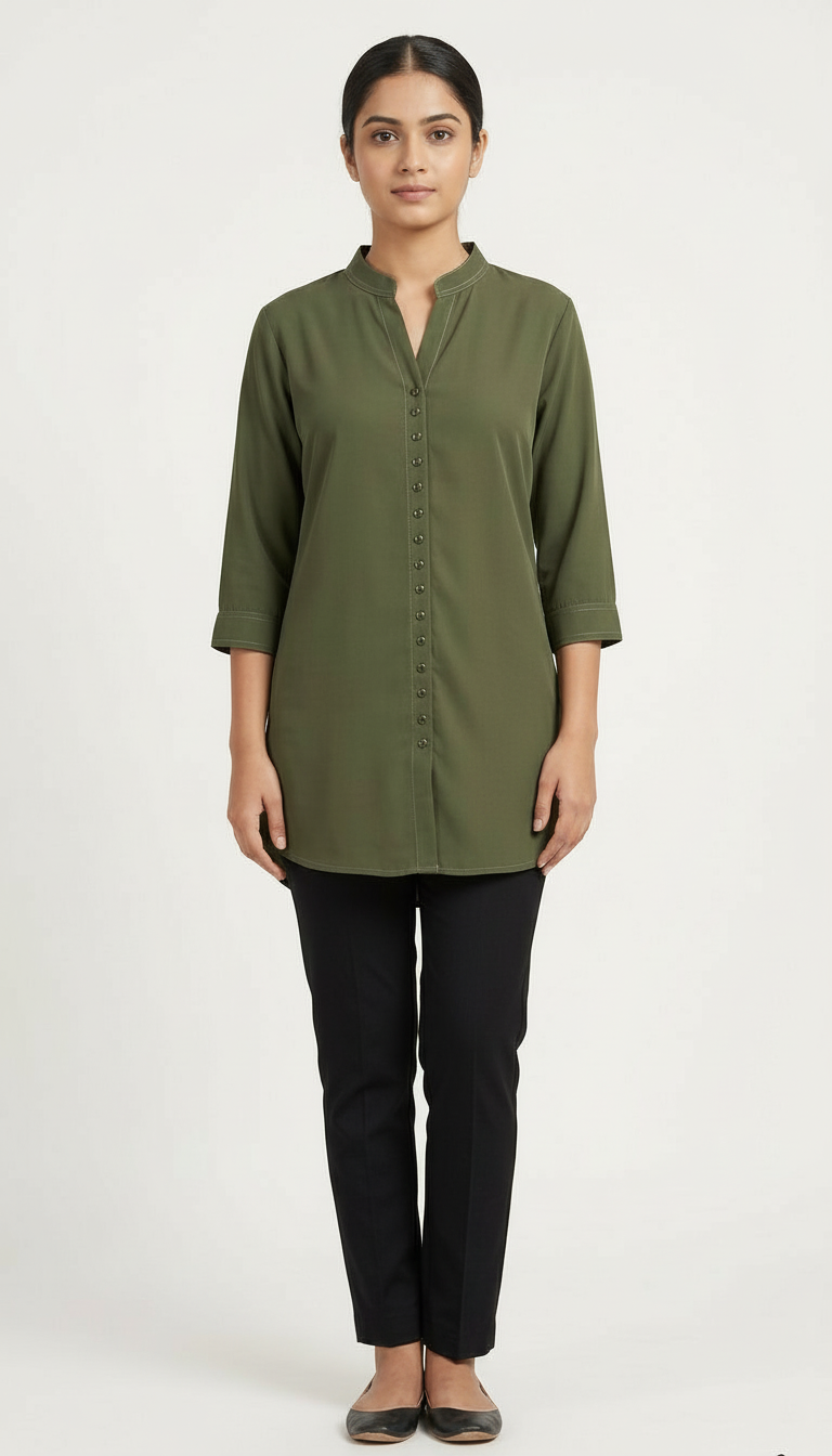 Button-Down Green Top view 2