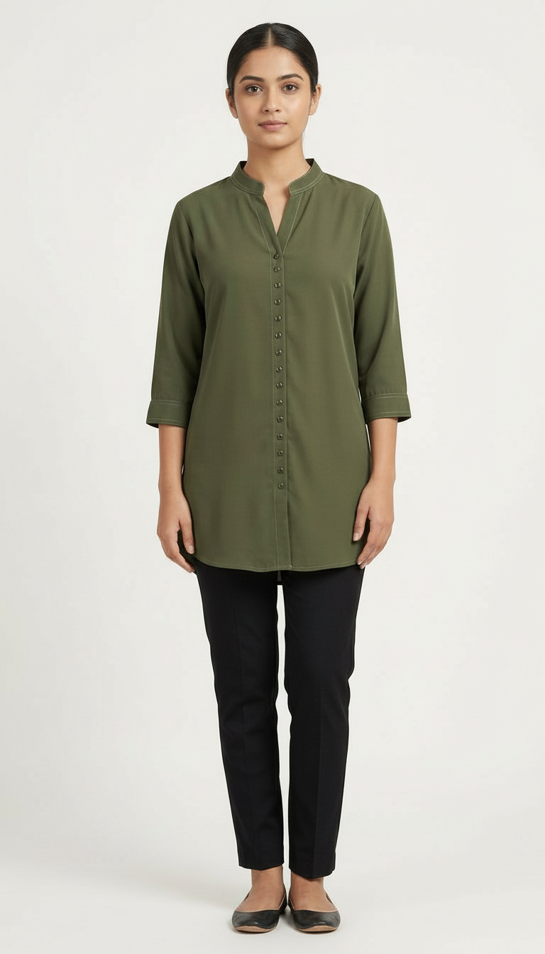 Button-Down Green Top view 4