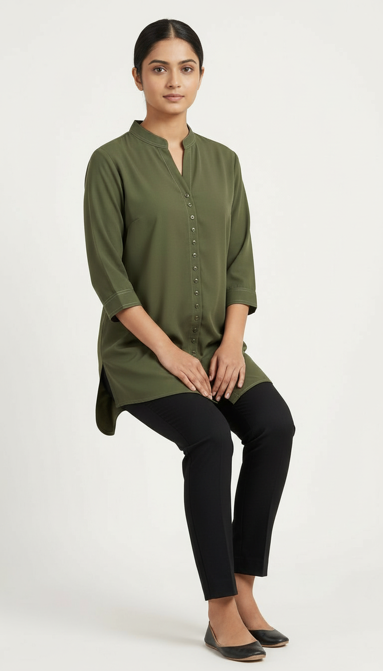 Button-Down Green Top view 5