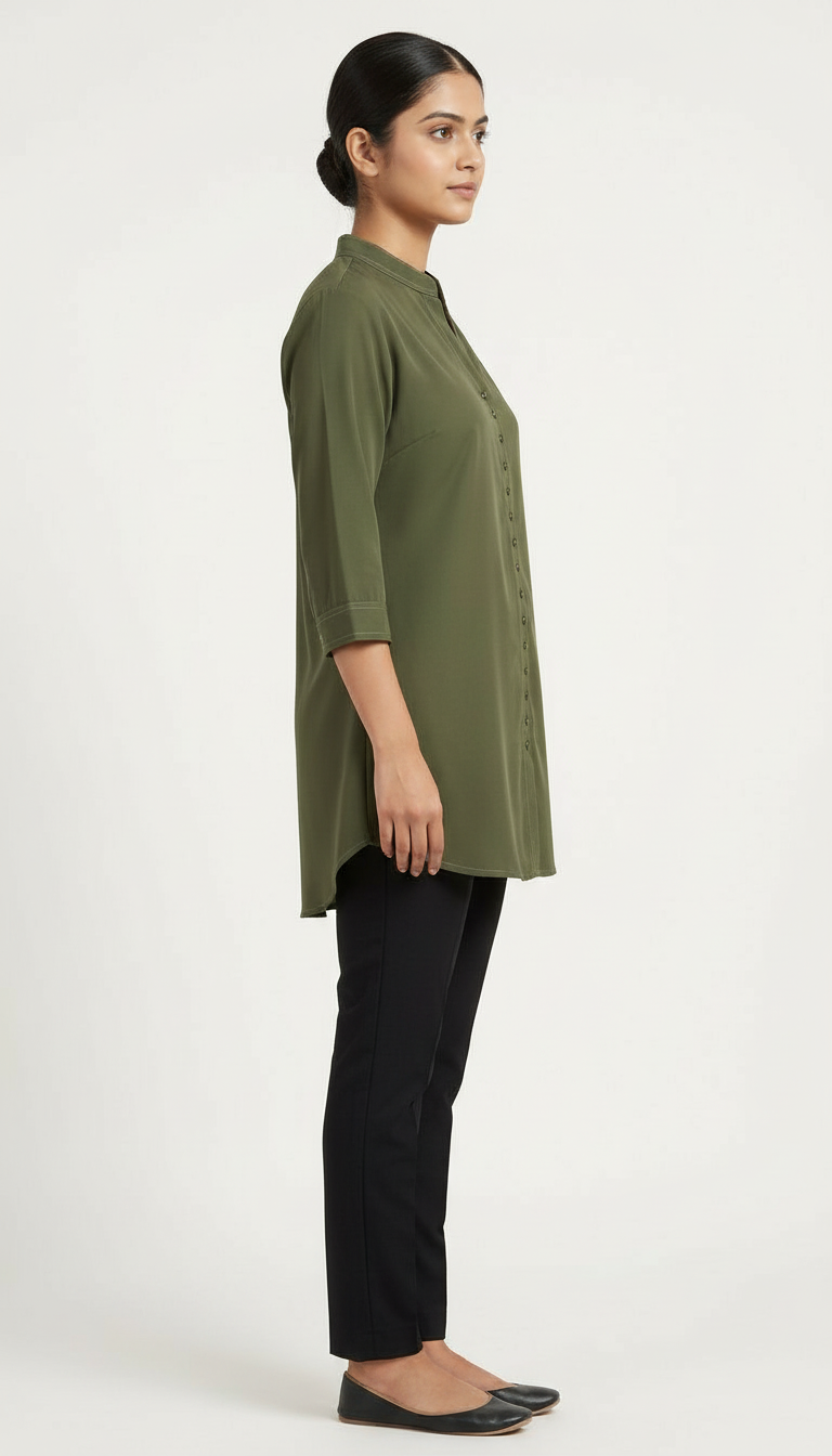 Button-Down Green Top view 3