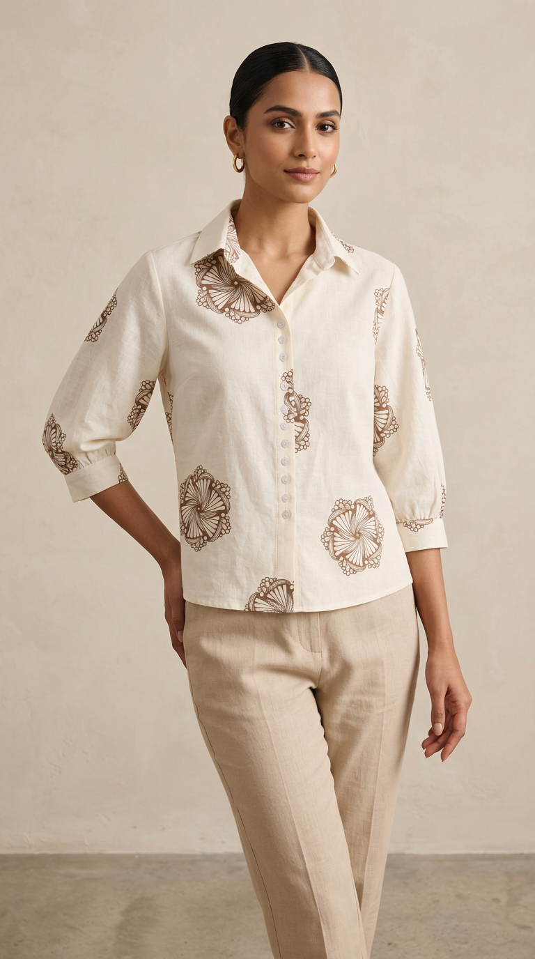 Embroidered Top  Beige view 6
