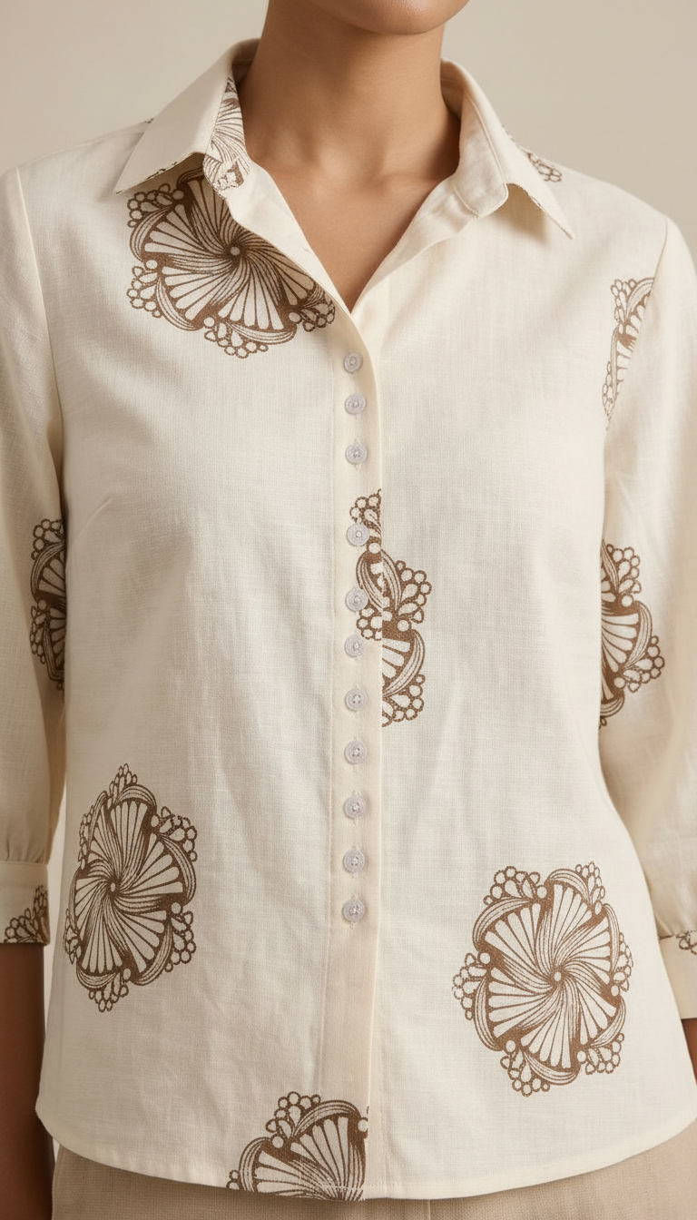 Embroidered Top  Beige view 4