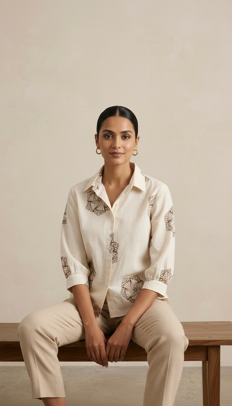 Embroidered Top  Beige view 5