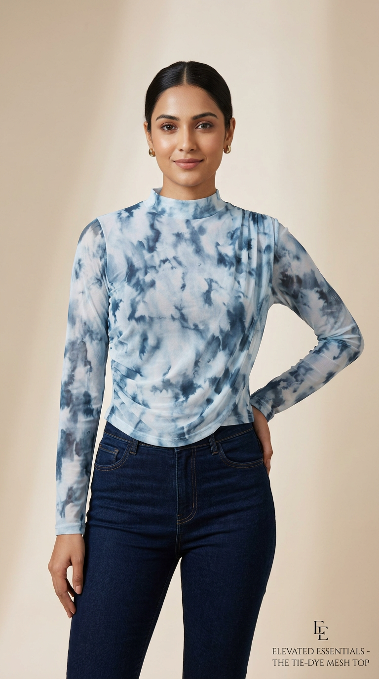 Elevated Essentials Tie-Dye Mesh Top view 6