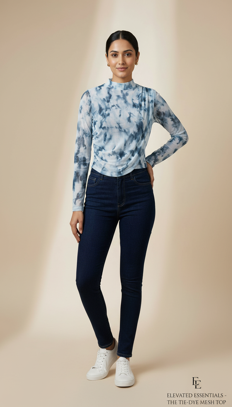 Elevated Essentials Tie-Dye Mesh Top view 4