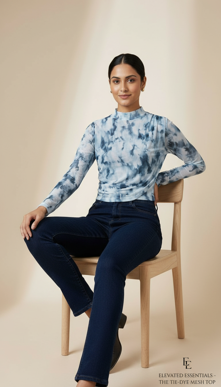 Elevated Essentials Tie-Dye Mesh Top view 5