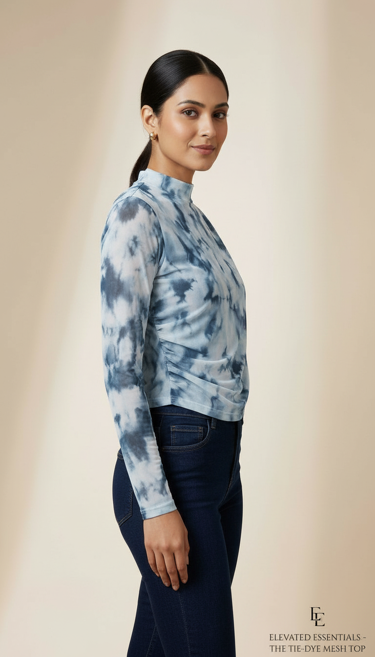 Elevated Essentials Tie-Dye Mesh Top view 3